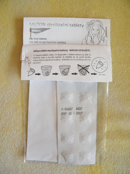 Sterilizační tablety pro menstruační kalíšek