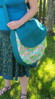 Taška na šamanský buben zelené květy