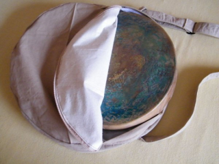 Taška na šamanský buben béžová - kruhová